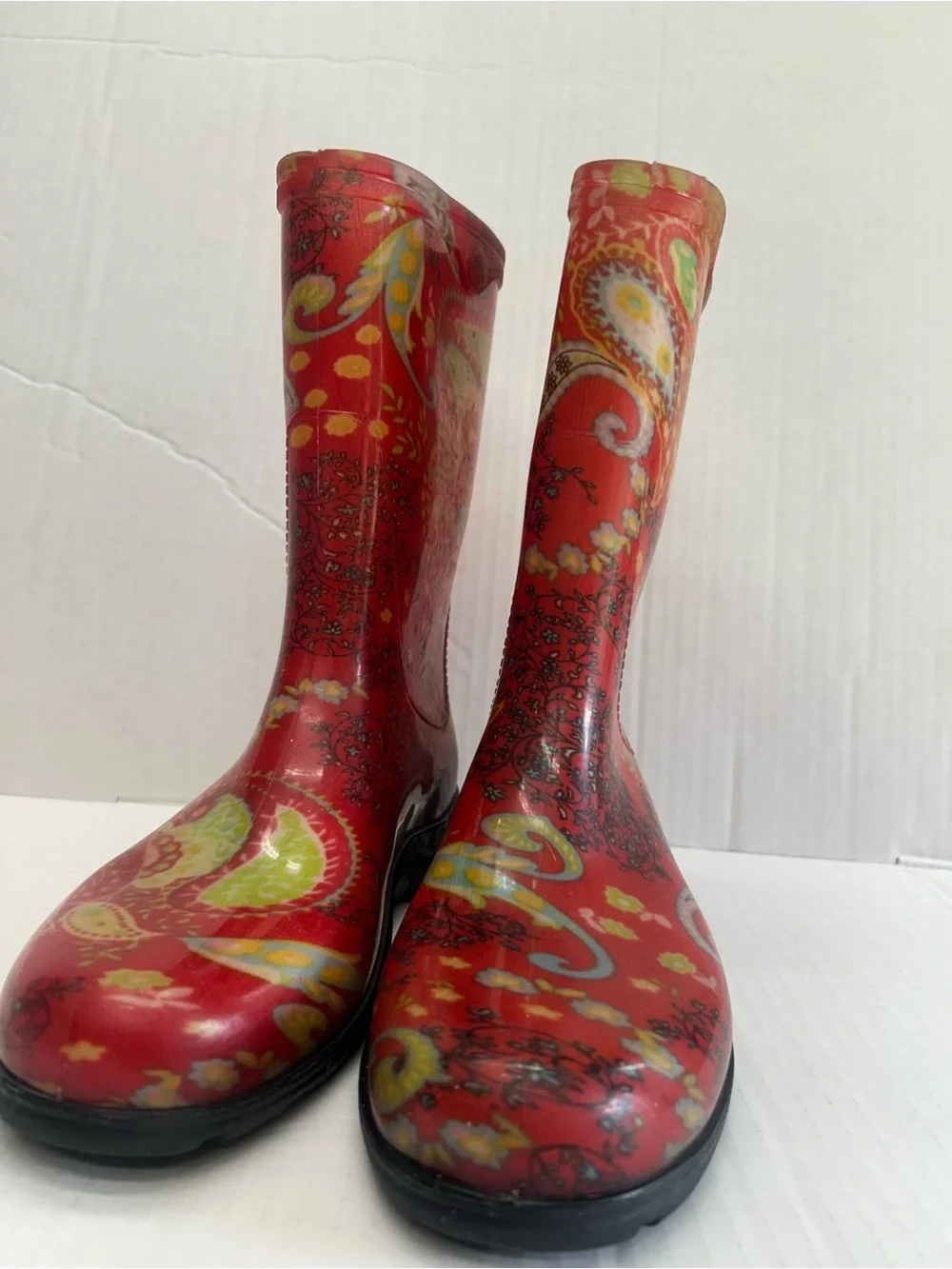 Sloggers Red Paisley Waterproof Rain & Garden Boots Size 10